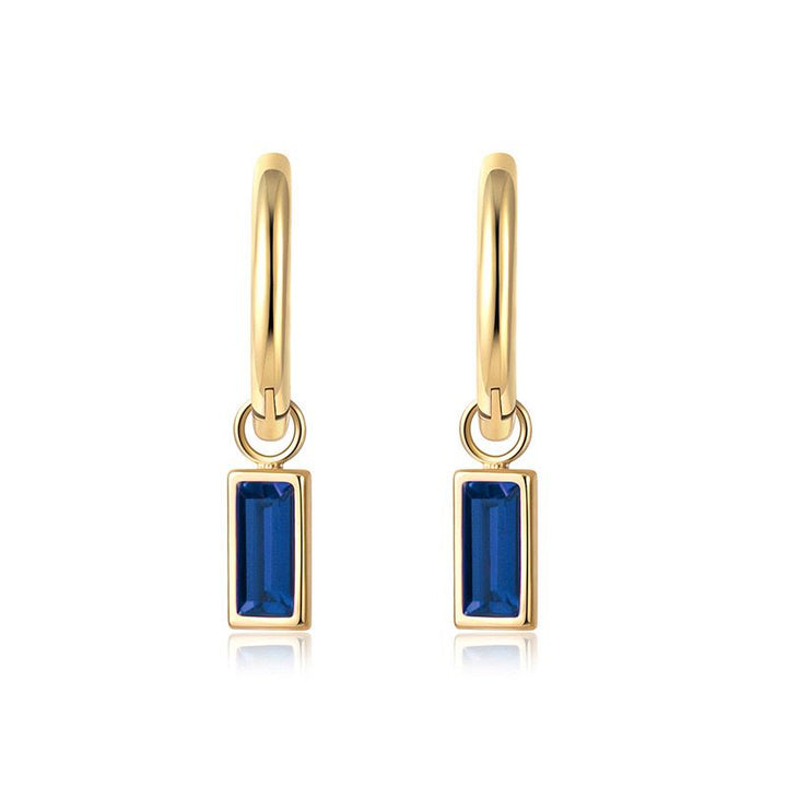 Baguette Necklace on Gold - Blue