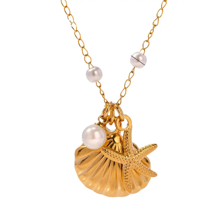 WS Nautilus Shell & Pearl Necklace