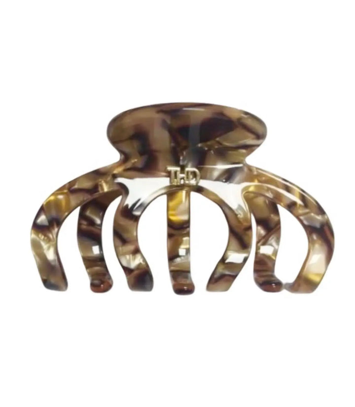 Acetate Octopus Hair Claw 6.8cm in  Gold Brown Marble