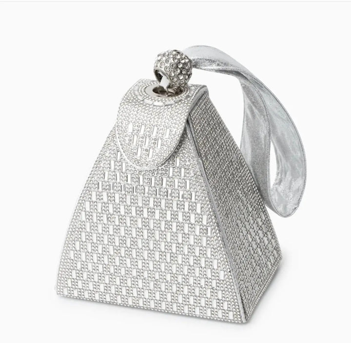Pyramid Clutch Bag in Silver