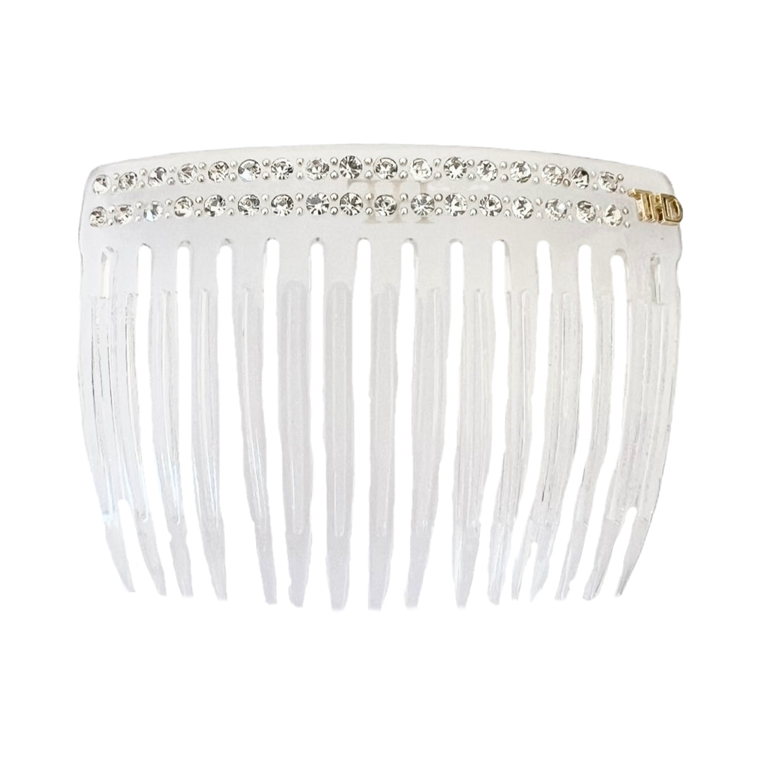 Acetate Hair Comb - Transparent & Crystals