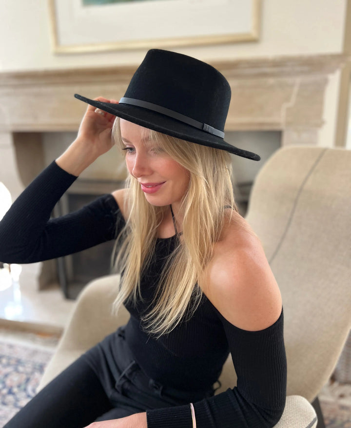 Premium 100% Australian Wool Teardrop Fedora - Black