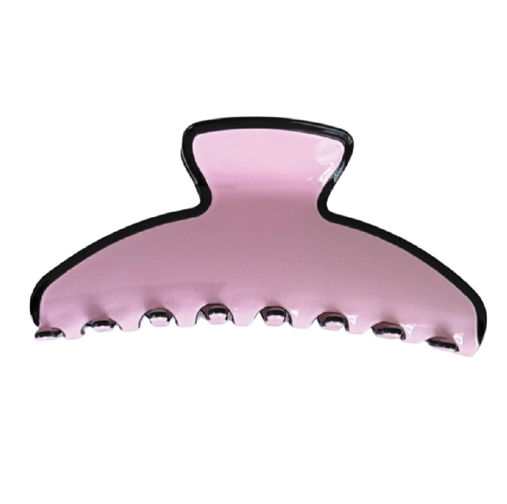 Oversized Hair claw in Pirouette Pink with Black Trim