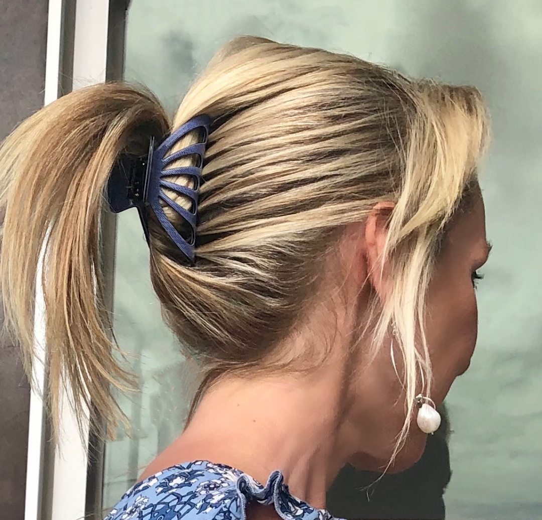 Acetate Large Claw - Denim & Black