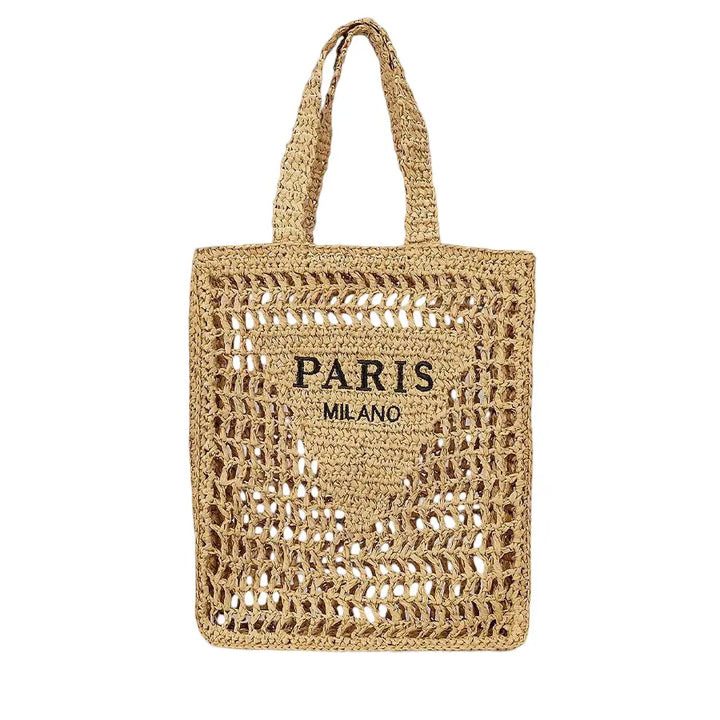 WS Paris Milano Crotchet Straw Tote Bag - Golden - Hero