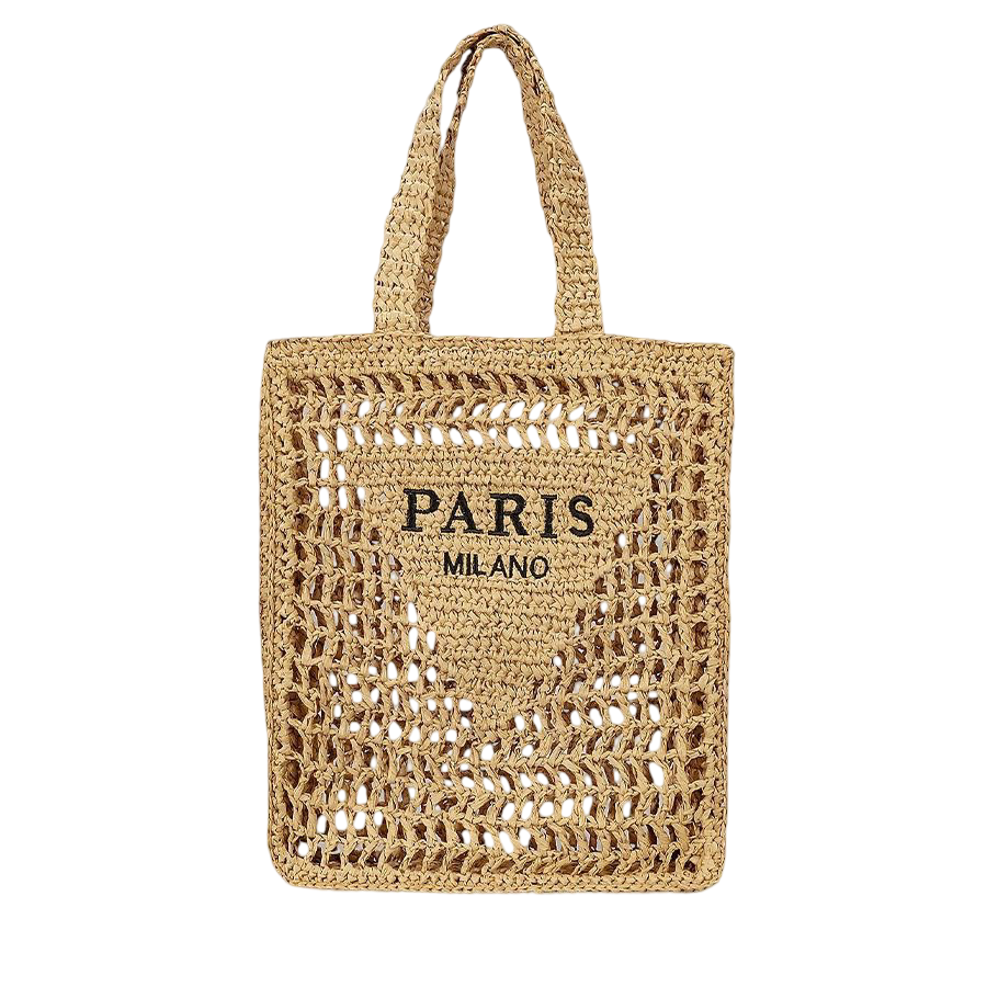 Paris Milano Crotchet Straw Tote Bag - Golden