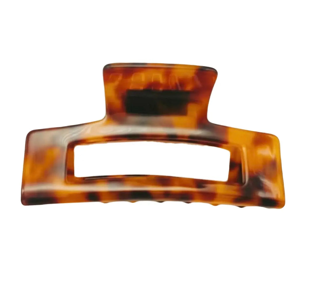 Premium Acetate Large Rectangular Hair Claw in Classic Turtle
