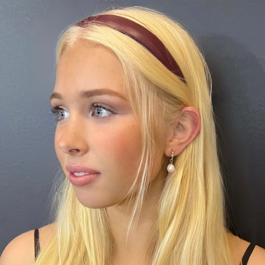 Headband Vegan Leather 2.2cm -Wine