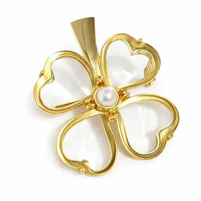 Belle Chance Clover Brooch - White