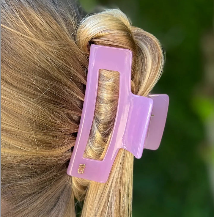 Acetate Rectangular Hair Claw in Light Purple