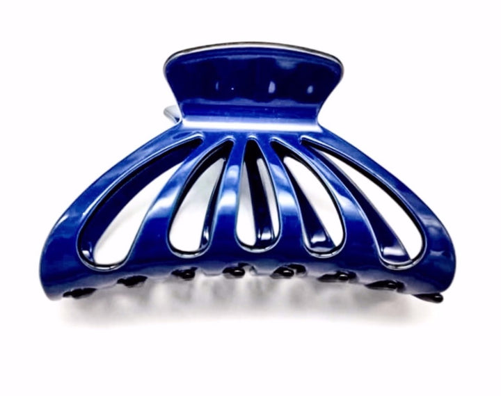 Acetate Large Cutout Hair claw in Navy - Black Trim