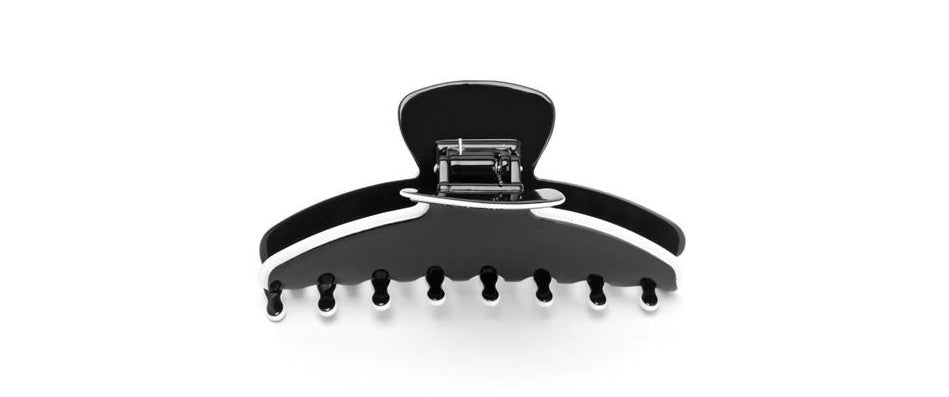 Premium oversized Black Hairclaw with white trim