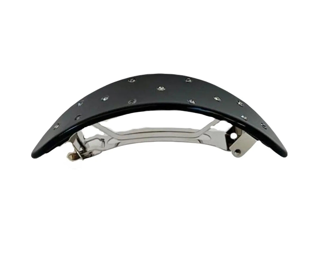 Acetate Barrette Oval & Crystal Dark Tortise