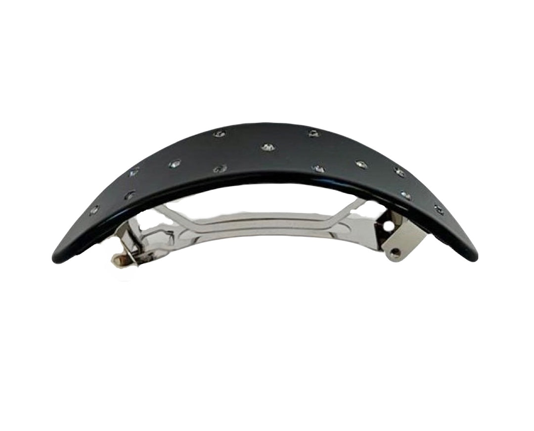 Acetate Barrette Oval & Crystal Brown
