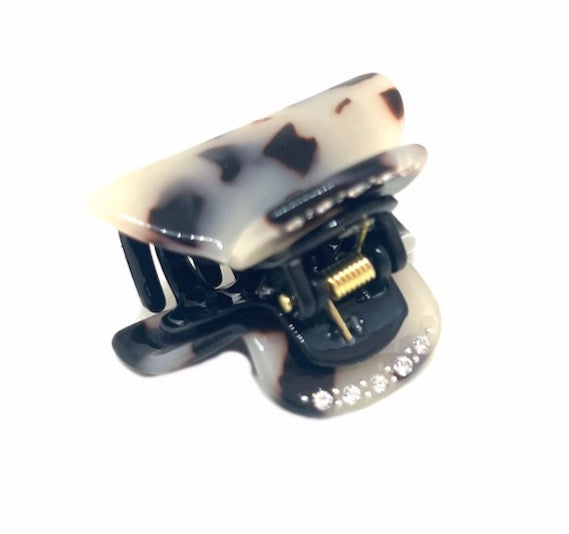 WS - Acetate Small Hair Claw & crystals –  Light Turtle