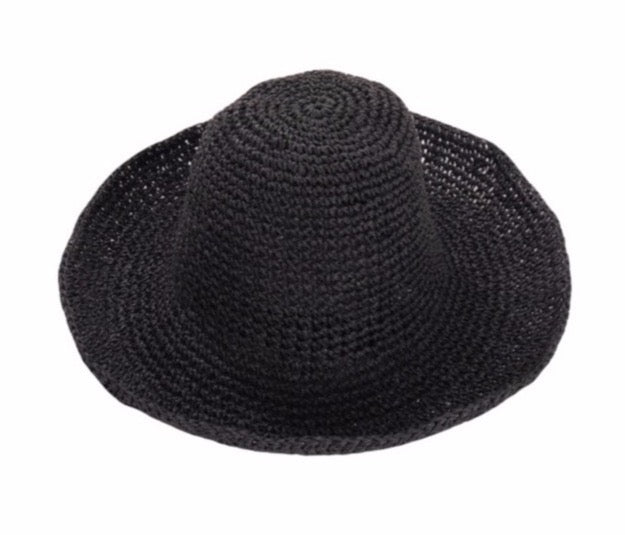 Woven Foldable Sunhat in Black