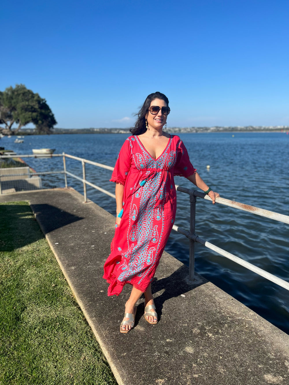 WS Juliette embroidered dress in Red Tania Hird Designs