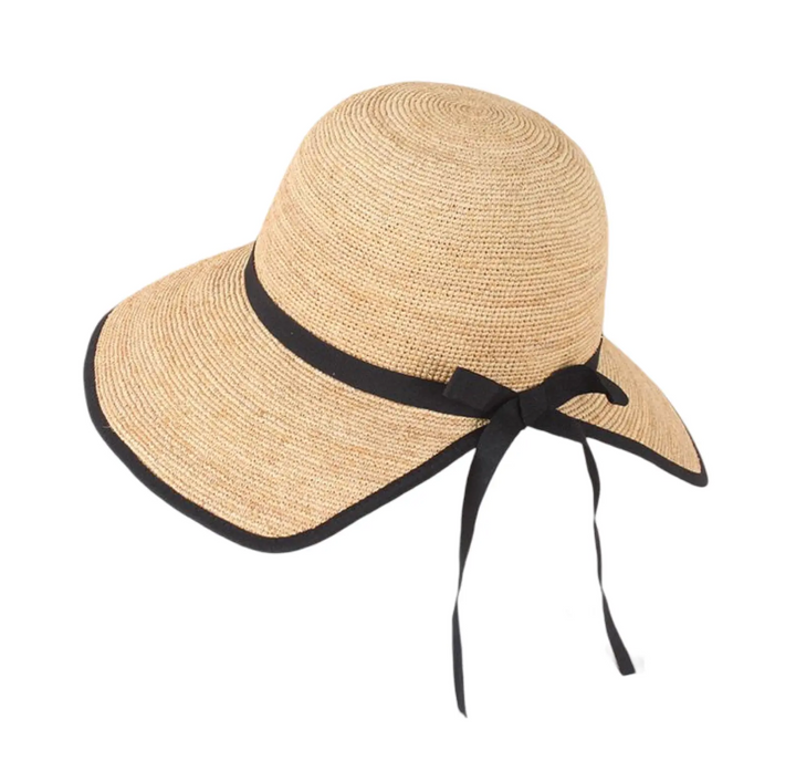 WS Eleanor Raffia Hat with Black Ribbon - Hero