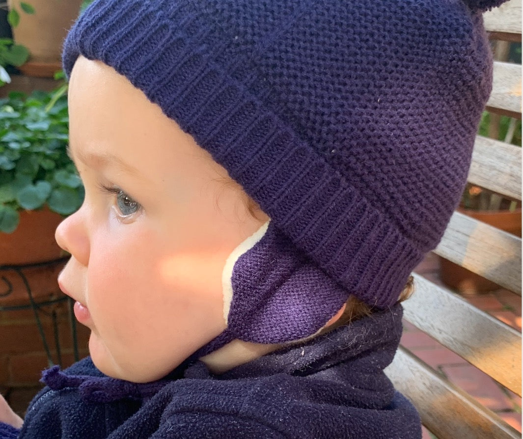 KIDS Beanie double PP Fleece & Mittens - 3m-3yr Navy