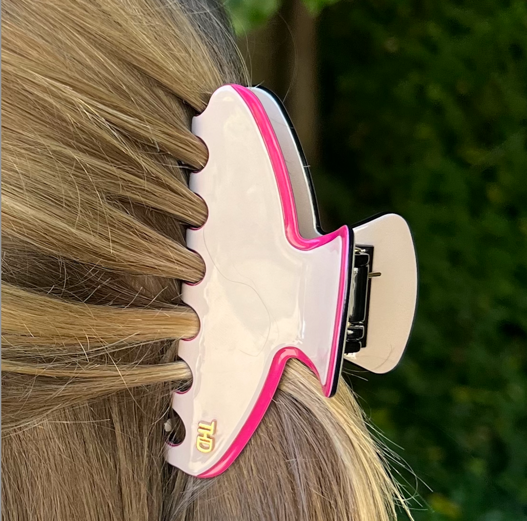 Large Hairclaw - Vanilla Cream &Magenta