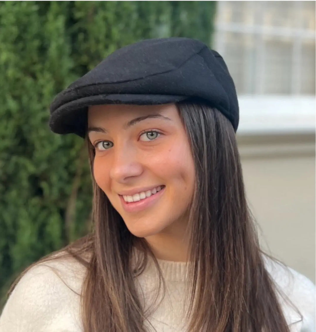 Unisex Newsboy Cap - Black Suede