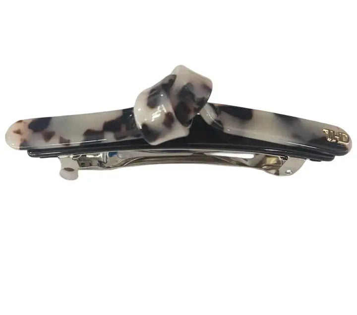 Cellulose Acetate Contour Barrette - Black & Light Tortoise