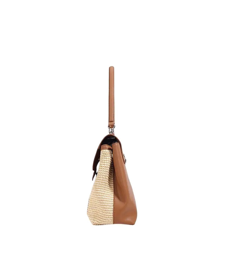 WS Lille Raffia and Cowhide bag - Tan