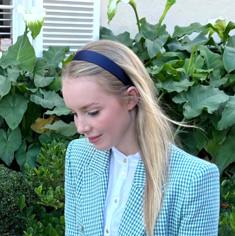 Headband Satin -2.5cm Navy