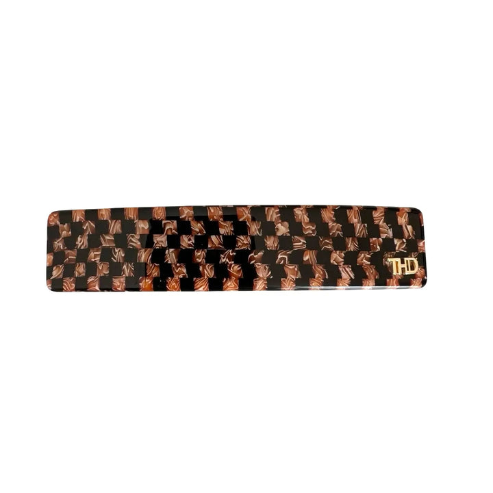 Acetate Barrette - Copper Black Check