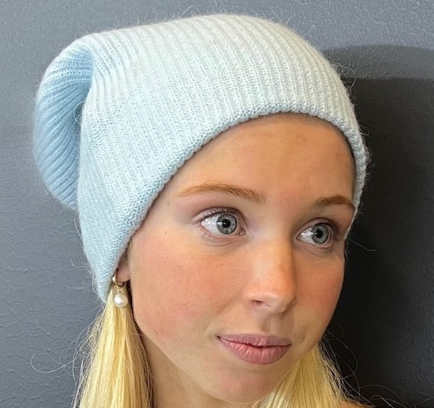 Angora Blend Slouch beanie -Blue