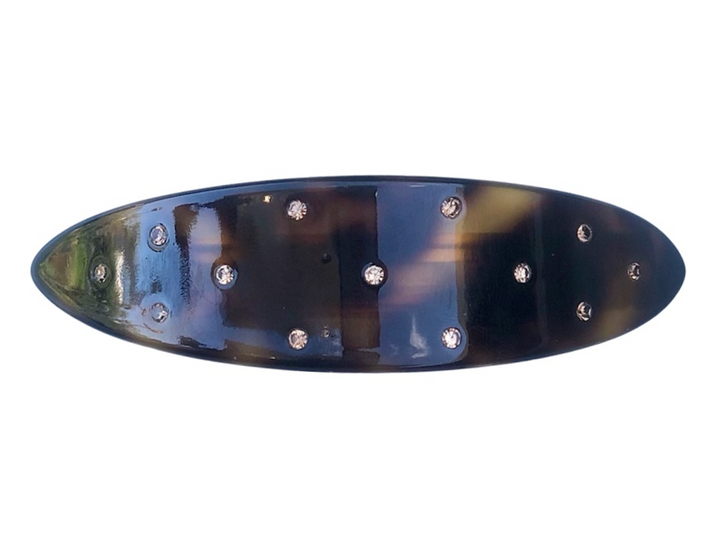 Acetate Barrette Oval & Crystal Dark Tortise