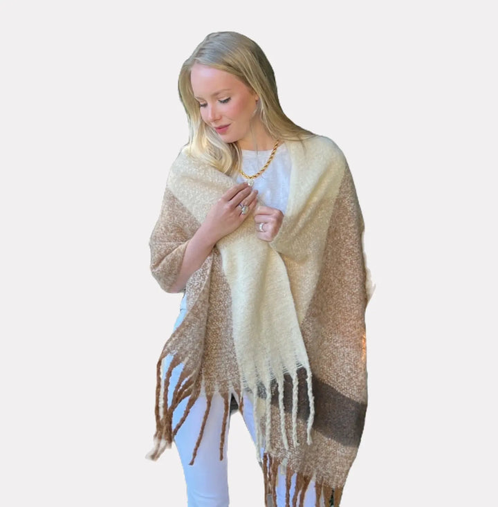 WS Oversized Cuddly Blanket Scarf - Browns - Image 1