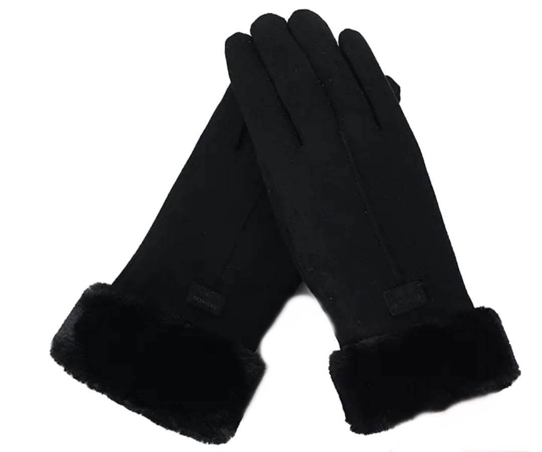 Vegan SuedeTouchscreen Gloves- Black