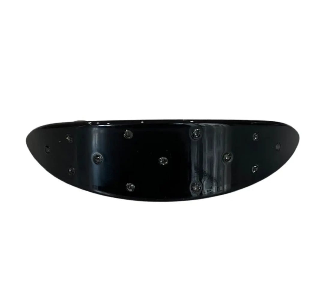 Acetate Barrette Oval & Crystal  Black