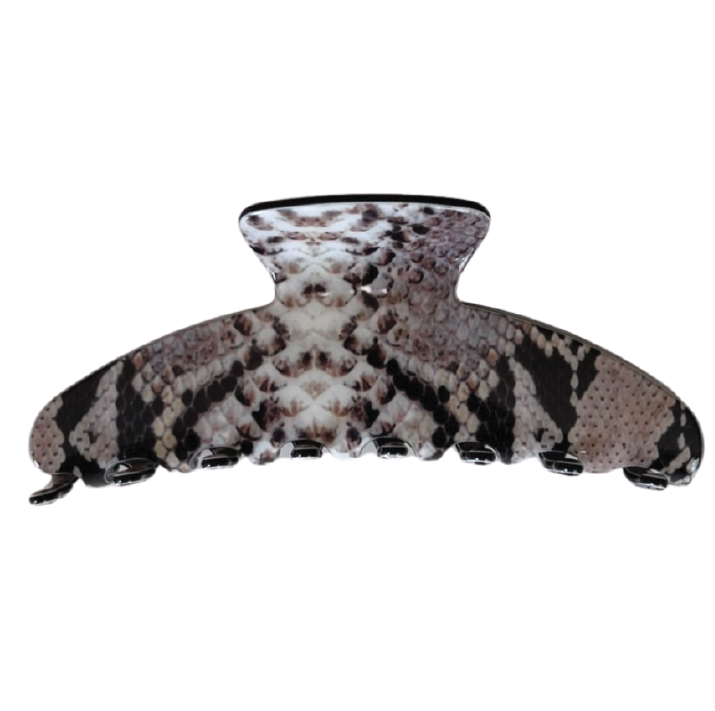 Premium oversized hair claw in Snake Brown