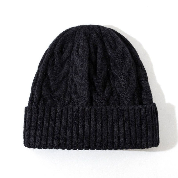 Cable wool  Knitted beanie -black