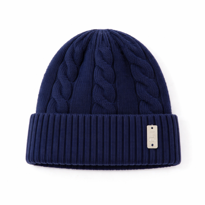 Cable  Angora Blend Beanie in Navy Tania Hird Designs