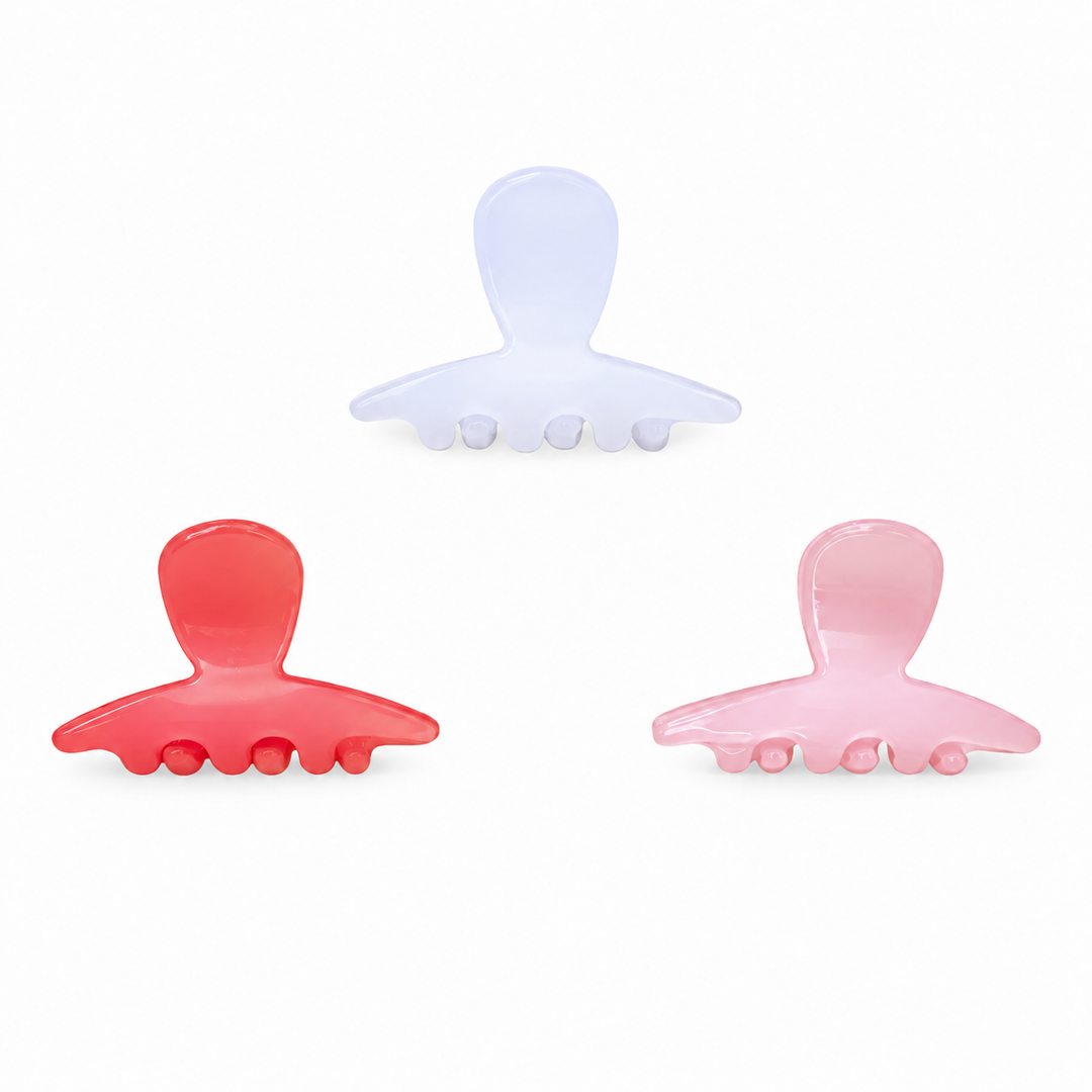 WS - 3 Set Small Acetate Hair Claws - Summer Gloss
