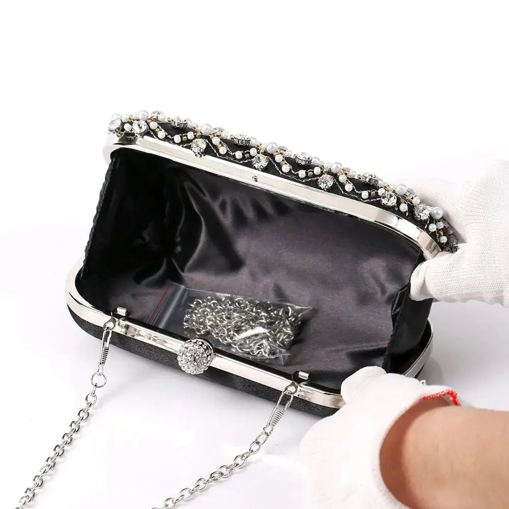 WS Noir Pearl Lattice Clutch Tania Hird Designs