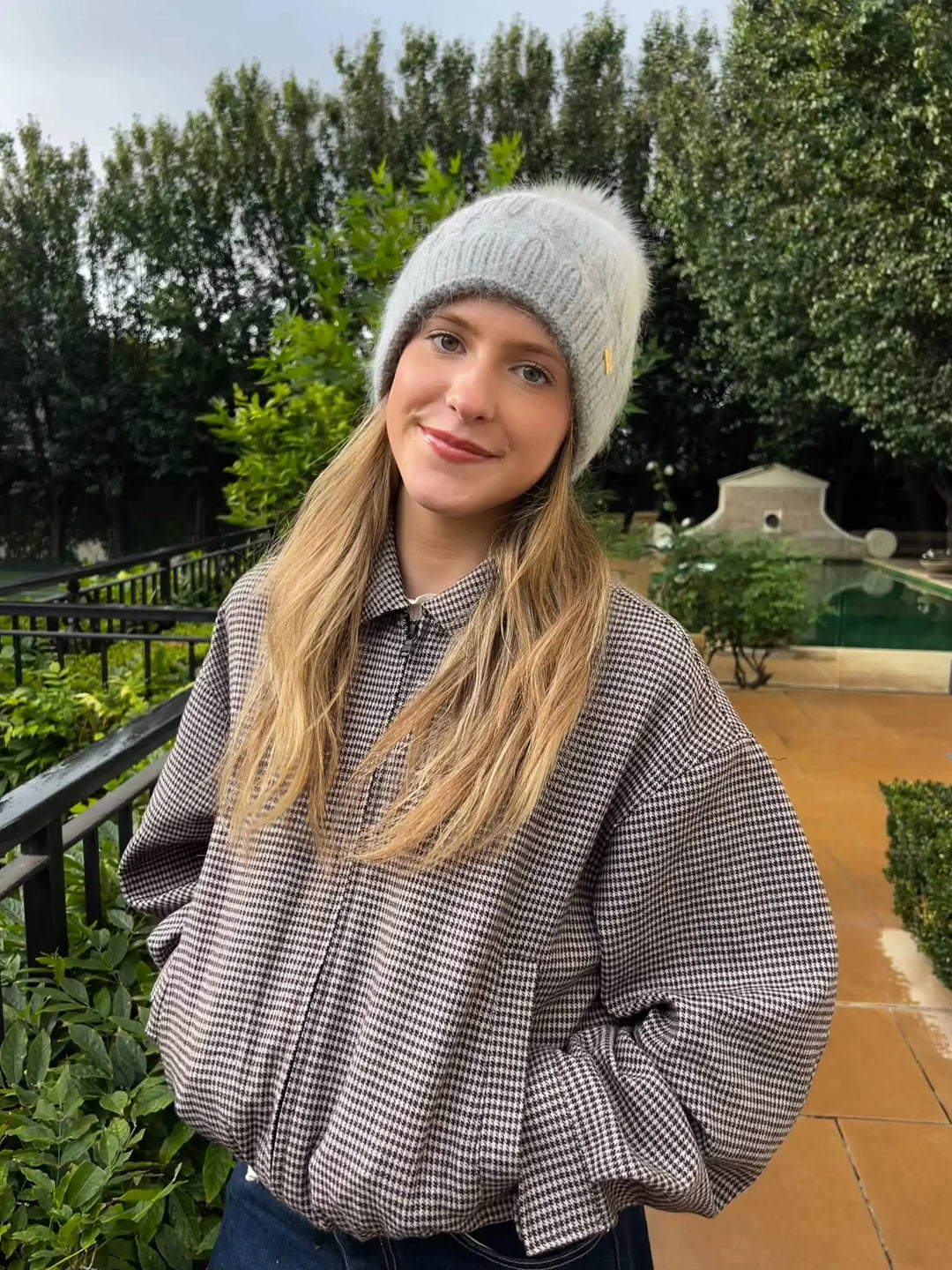 WS - 60% Angora Beanie & Luxe Pom pom in Grey Tania Hird Designs