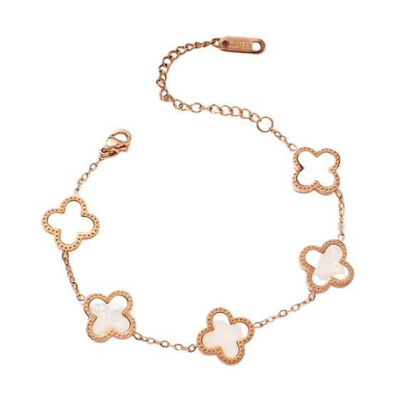 Cross bracelet reversible gold white and black