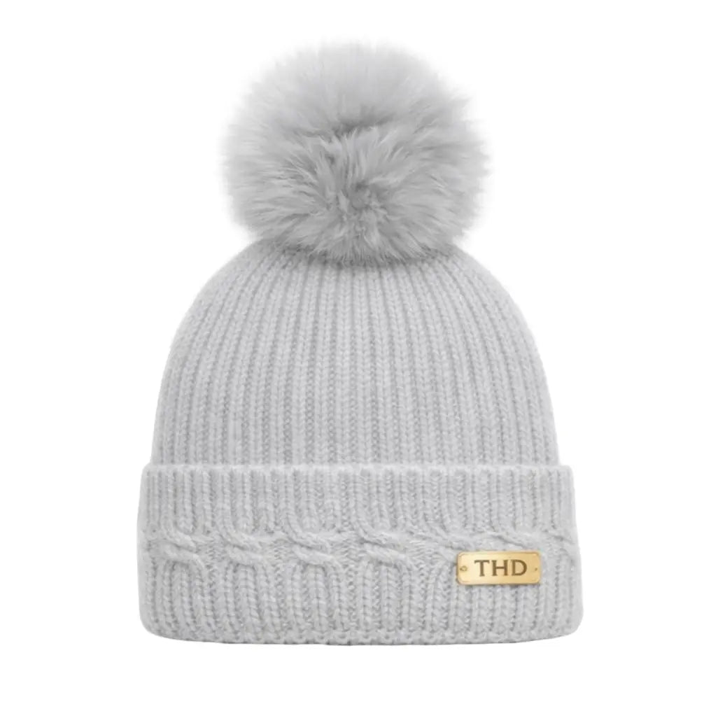 WS - 60% Angora Beanie &Luxe Pom pom in Grey - Tania Hird Designs
