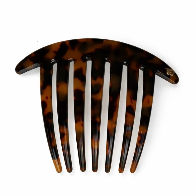 Acetate Pleat French roll hair comb in Dark Tortoise 4mm Tania Hird Designs