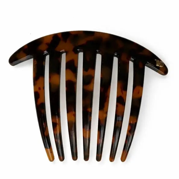Acetate Pleat French roll hair comb in Gaia Tortoise 4mm Tania Hird Designs