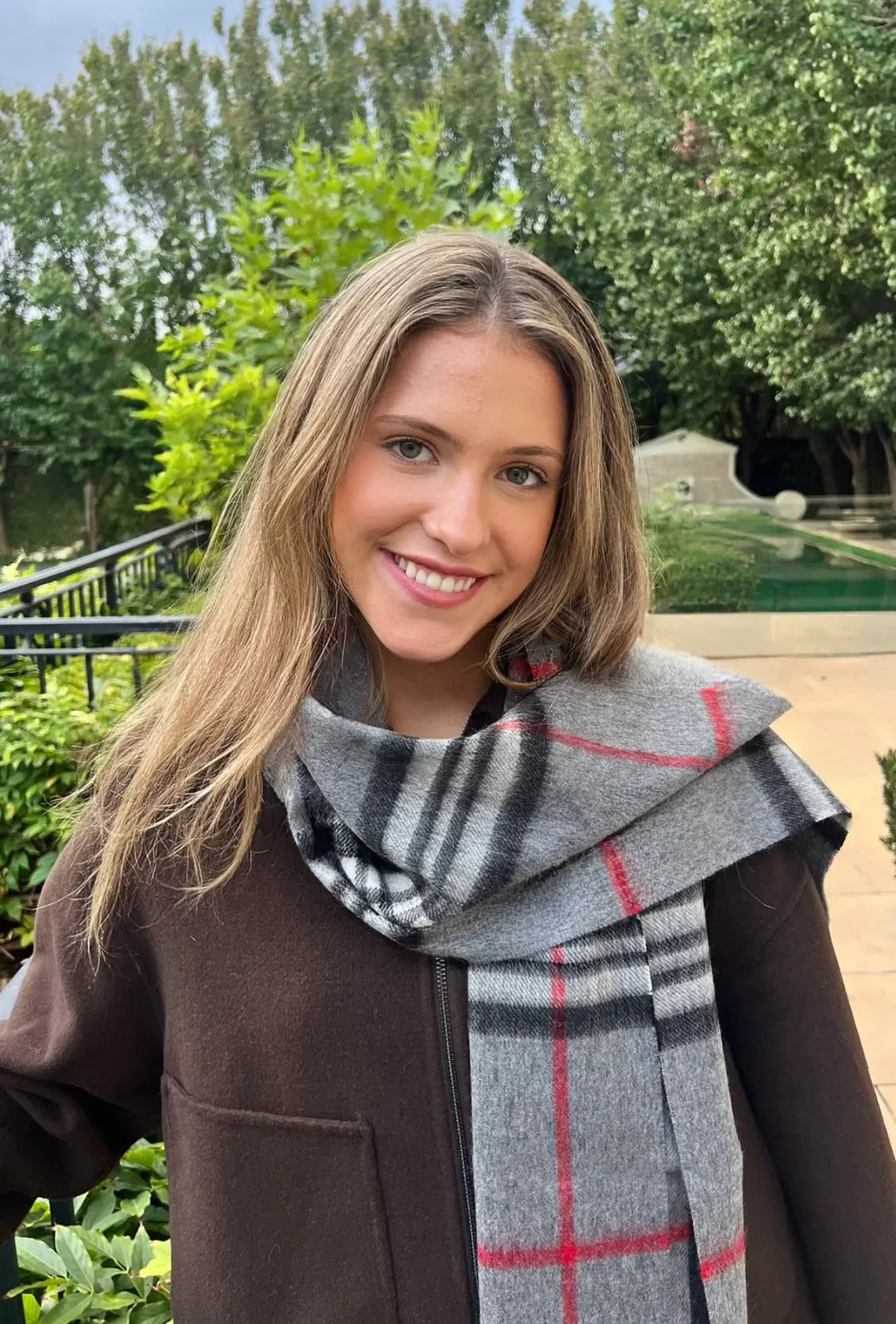 Kensington 100% Wool Check Scarf- grey Tania Hird Designs
