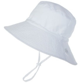 White kids Bucket Wide Brim with Toggle -age 3-6