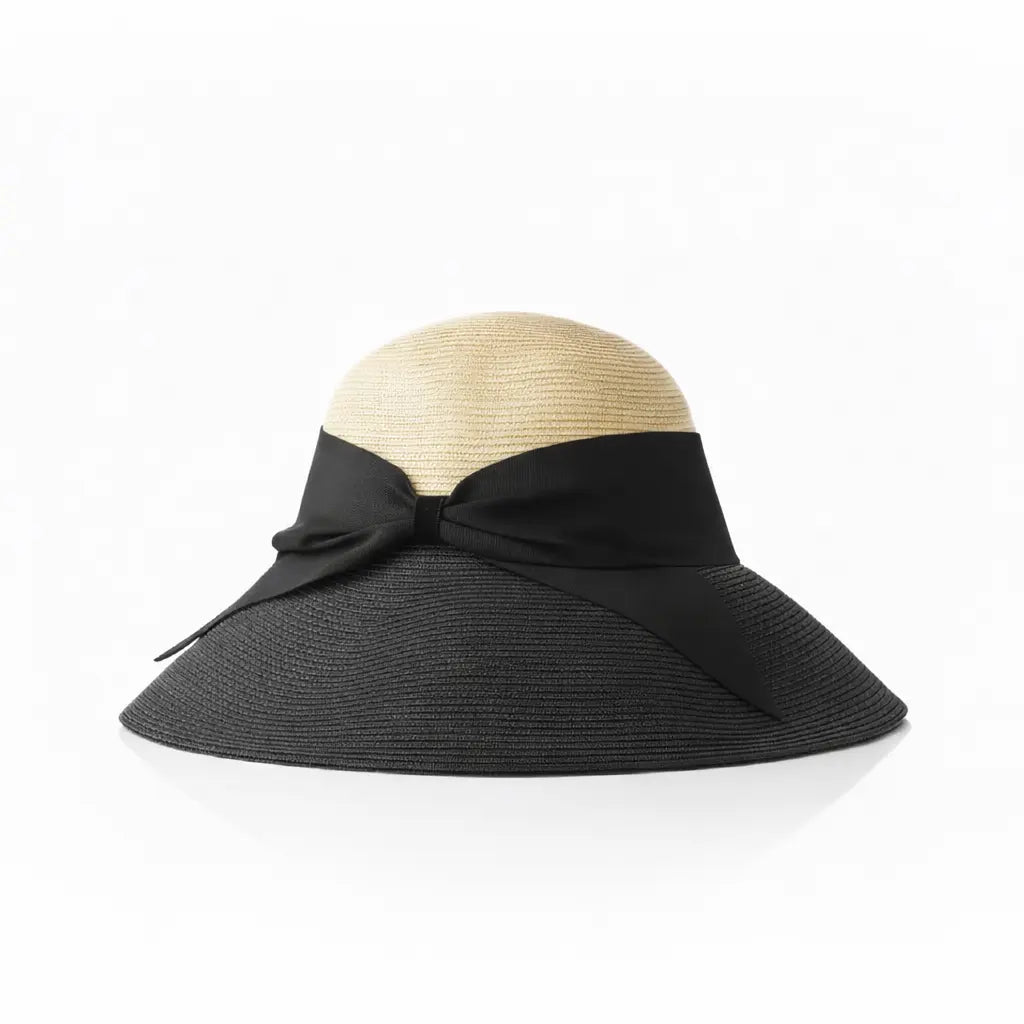 WS Premium Foldable Fisherman Hat with Bow- Black & Natural Tania Hird Designs