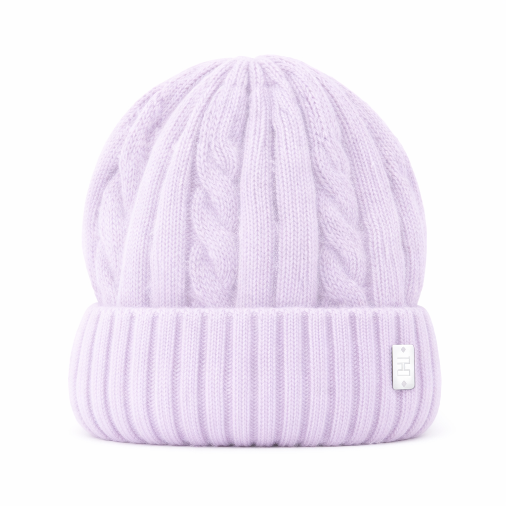 Cable Angora Blend Beanie in Purple Tania Hird Designs