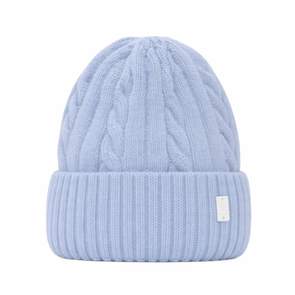 Cable Angora Blend Beanie in Glacier Blue Tania Hird Designs