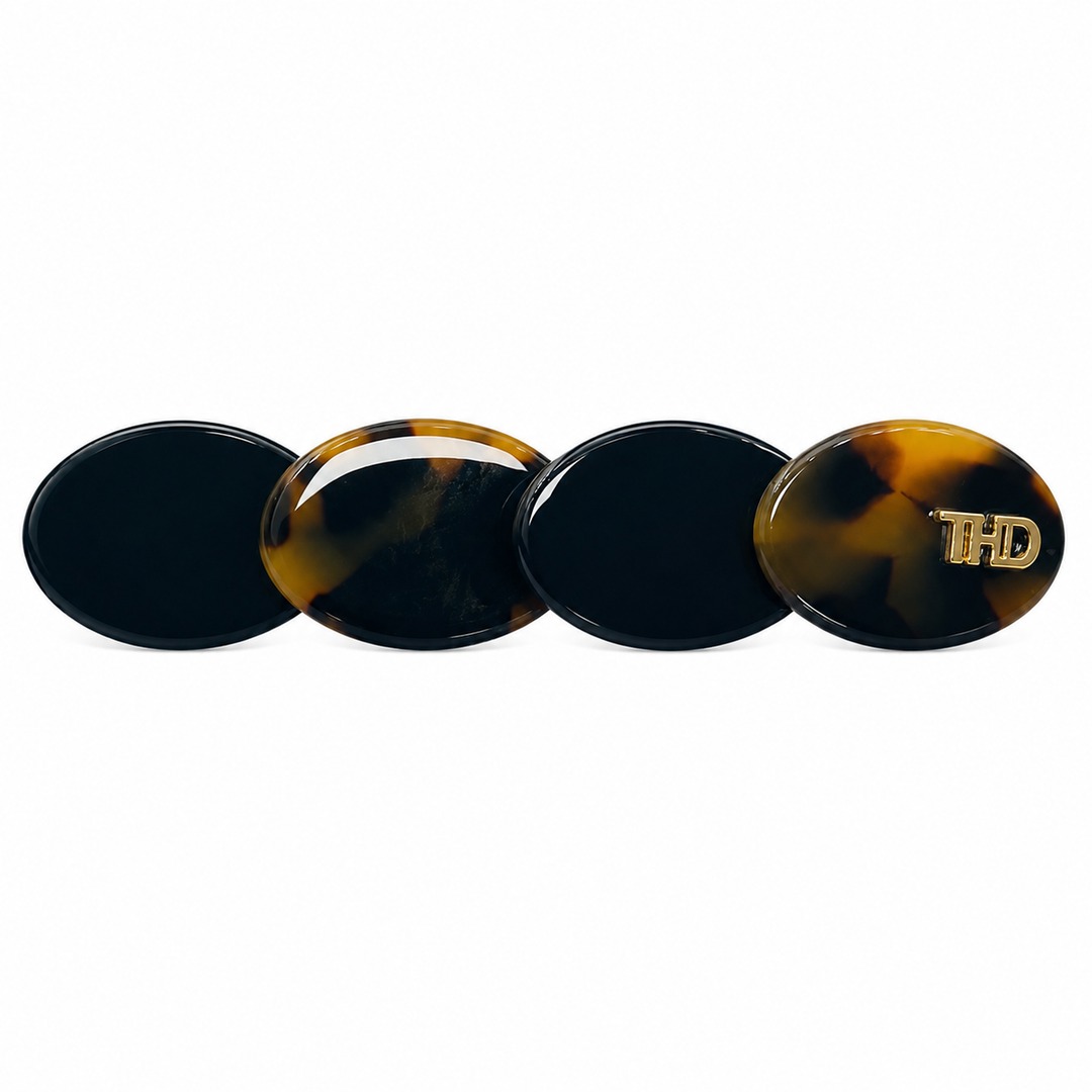 WS Acetate Anna Circle Barette - Black & Gaia